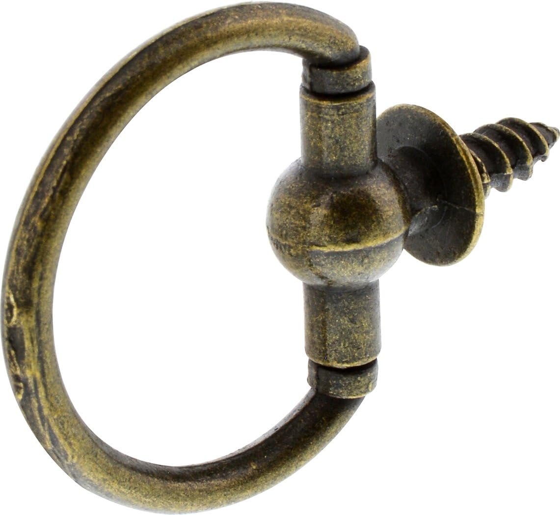 Hillman 122214 Antique Brass Decorative Screw Ring (1-1/8")