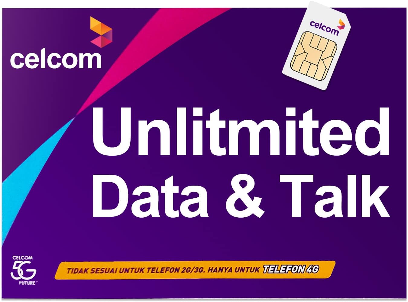 【Celcom】 Malaysia Prepaid SIM Card Unlimited Data in 4G/LTE for 7 Days,Unlimited Talk in Malaysia, Triple Cut 3 in 1 GSM Simcard - Standard Micro Nano…