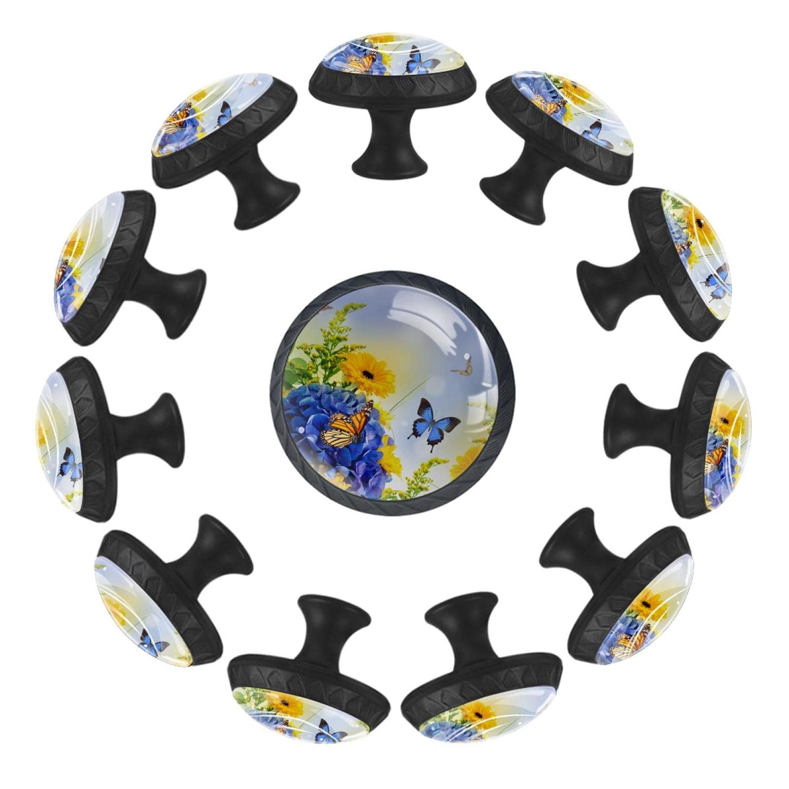 Boutons de tiroir papillon bleus pour déco de chambre d'enfant et crèche poétique