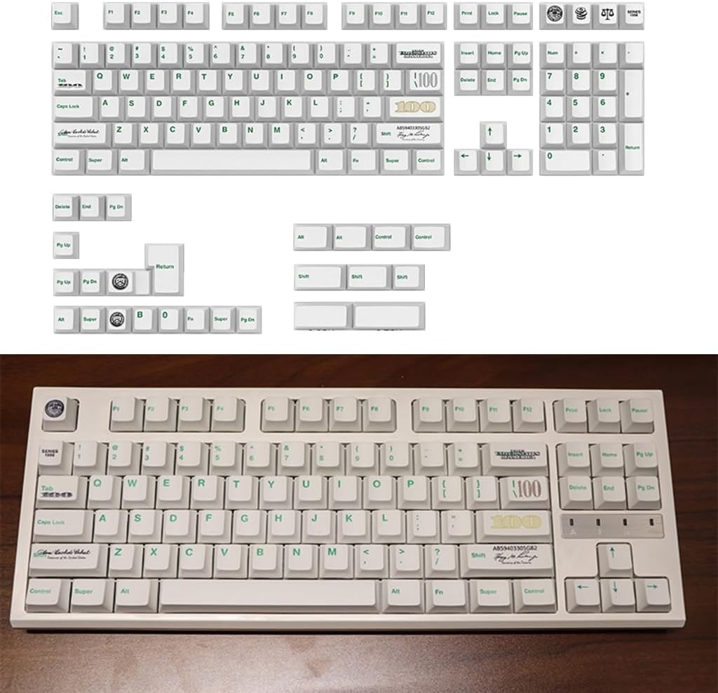 133Pcs PBT US Dollar Keycap Dye Sublimation Key Cover for Mechanical Keyboard