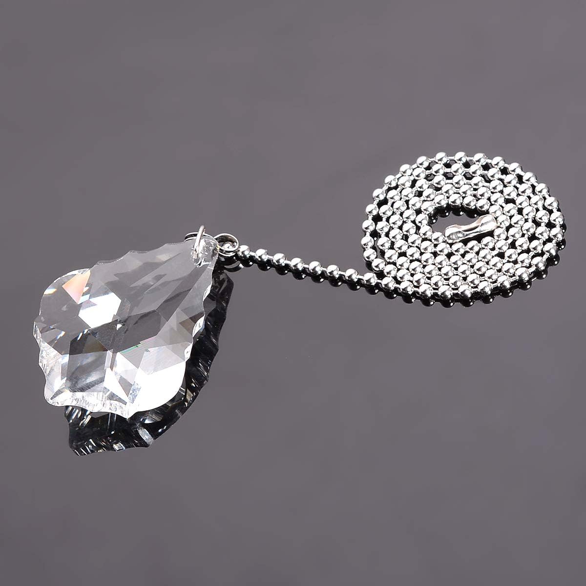 longsheng Clear Crystal Prism Drop Dazzling Crystal Ceiling Fan Pull Chain Pull Chain Extension with Connector for Ceiling Light Fan Set of 4 with Gift Box