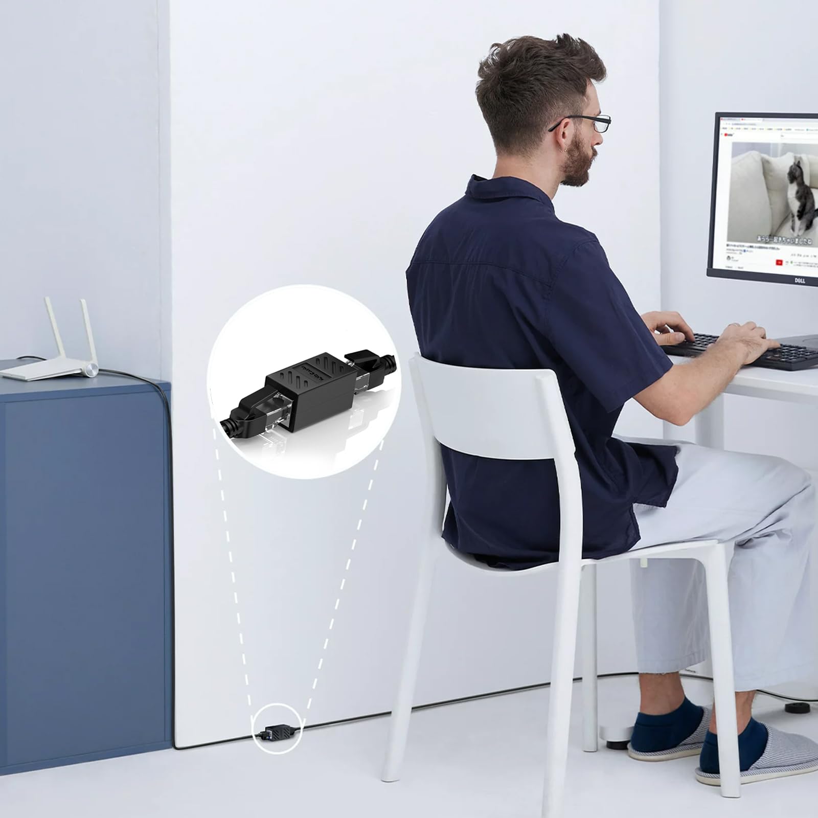 RJ45-Koppler, Ethernet-Kabel-Verlängerung, Inline-Ethernet-Anschluss für Cat7, Cat6, Cat5e, Cat5, Ethernet-Extender-Adapter, Buchse auf Buchse, Ethernet-Netzwerkkabel-Koppler, 6 Stück