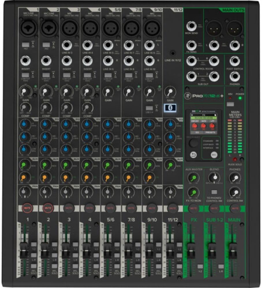 Mackie ProFX12v3+ 12-Channel Analog Mixer with Built-In FX, USB Recording, and Bluetooth Bundle with G-MIXERBAG-1515 Padded Nylon Mixer/Equipment Bag and Stereo Breakout Cable 10'