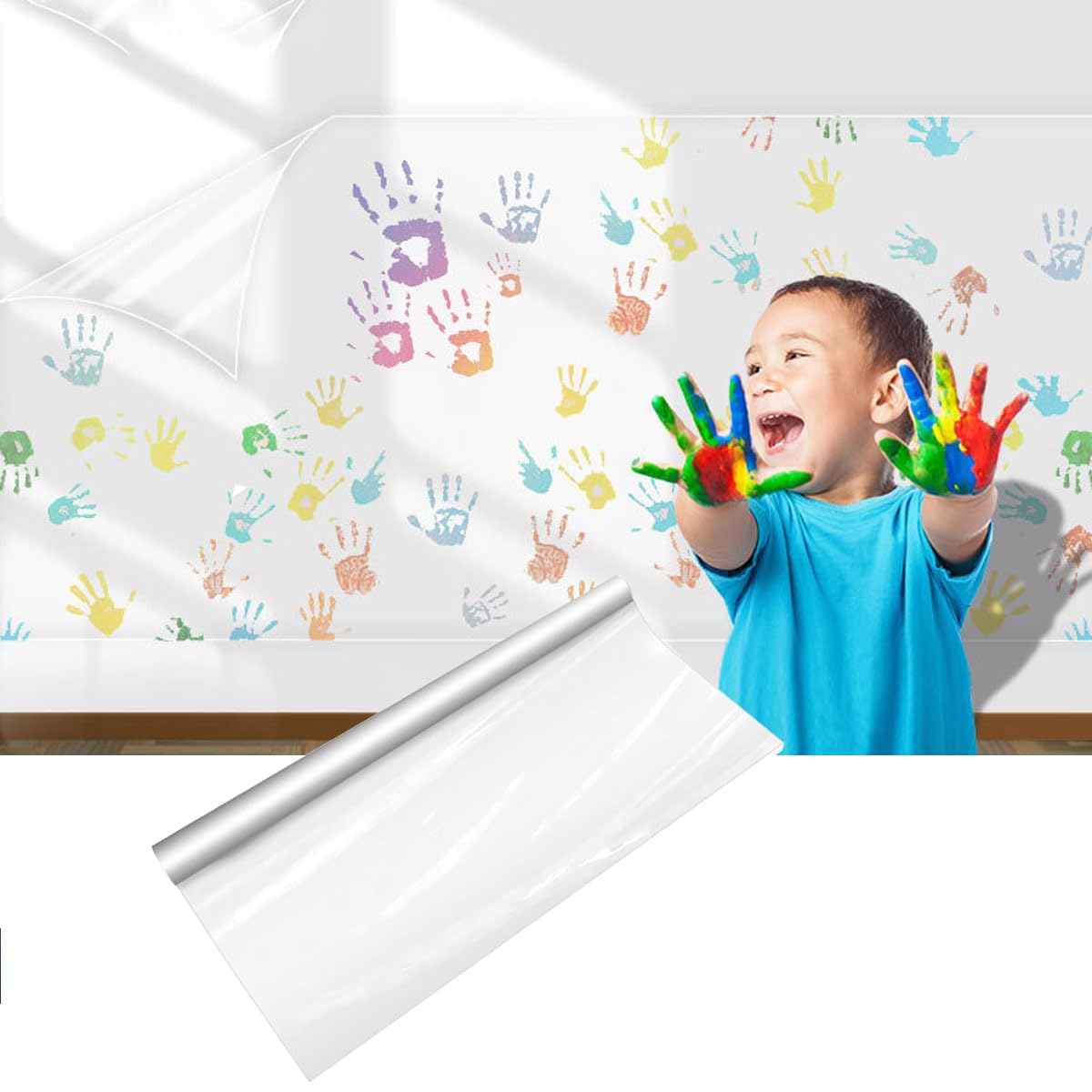 Goodern60cm X 5m Clear Wall Protector Contact Paper,Non Adhesive Static Cling Removable Contact Paper Pets Scratch Protector,Kitchen Backsplash Heat Resistant Wall Protector Oil Proof Wall Sticker