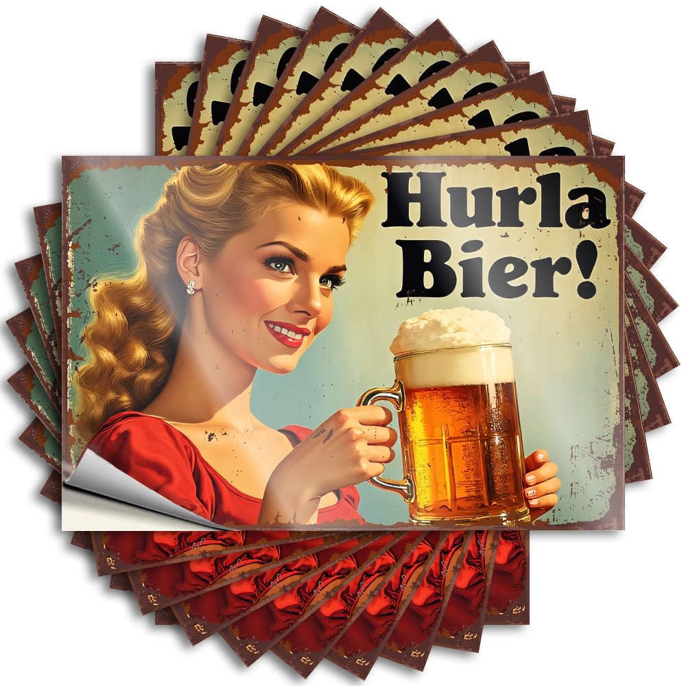 Unique Home Decor Door Tattoos - Drink Hurla Bier! Happy Durable Sticker Easy Apply for Winter Decor(12X18CM)