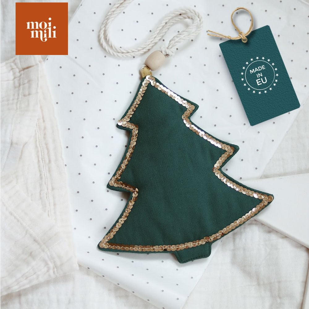 Moi Mili Girlande Weihnachtsgirlande 2 m Dekohänger Tannenbäume Sterne Leinen Deko für Weihnachten Advent Party Wanddeko