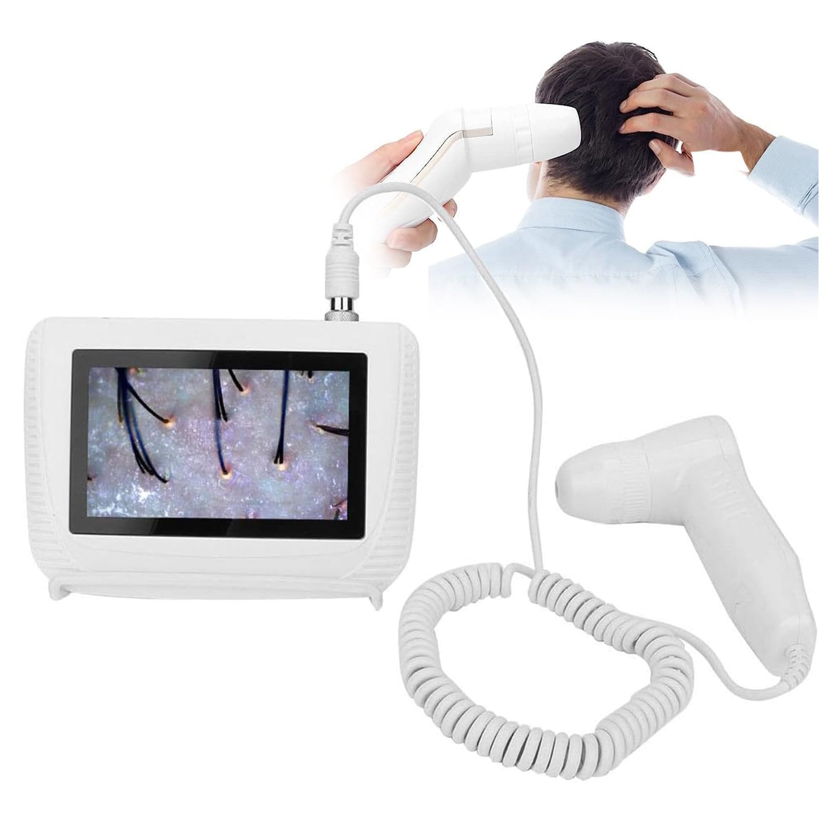 Wsexyy Skin Hair Analyser, Portable Scalp Detector Scanner, 5 Inch Lcd Screen, 50X/200X Lens, Profesional Hair Detector Microscope For Head Spa, Salon And Home Use
