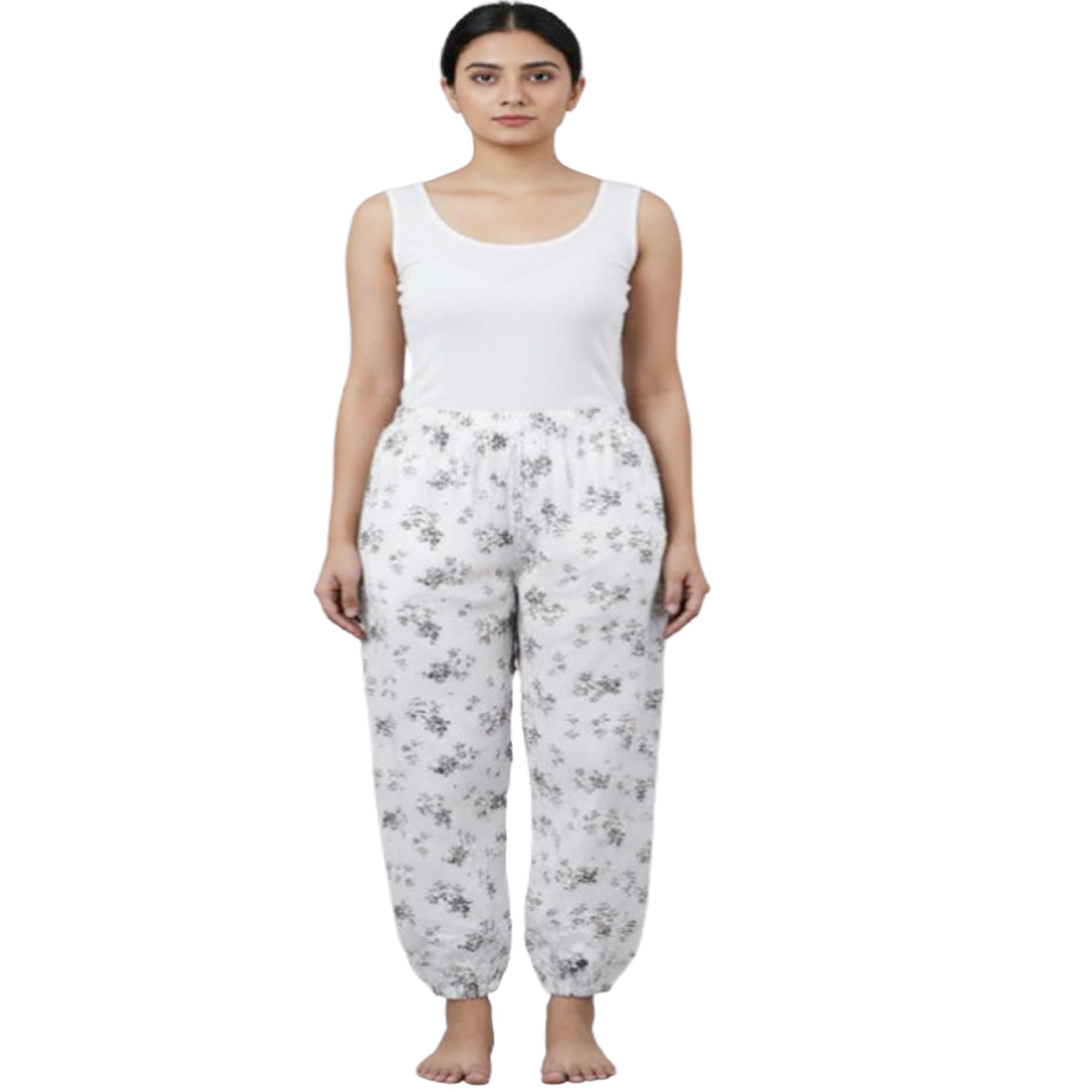 ukal Women's Regular Lounge Cotton Floral Print Pyjama Pants with Elastic Waistband Trackpant (Free Size)-picture-37