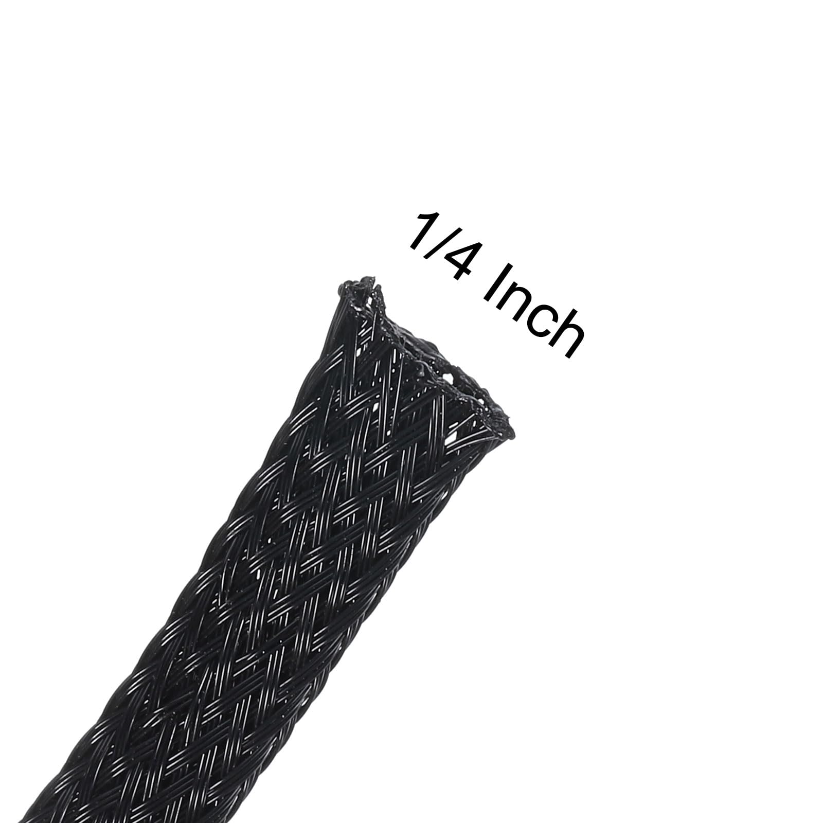 UXCell Cable Sleeving, 1/4 inch - 100ft PET Braided Cable Sleeve, Expandable for TV/Computer/Home Theater/Other Devices - Black - Image 2
