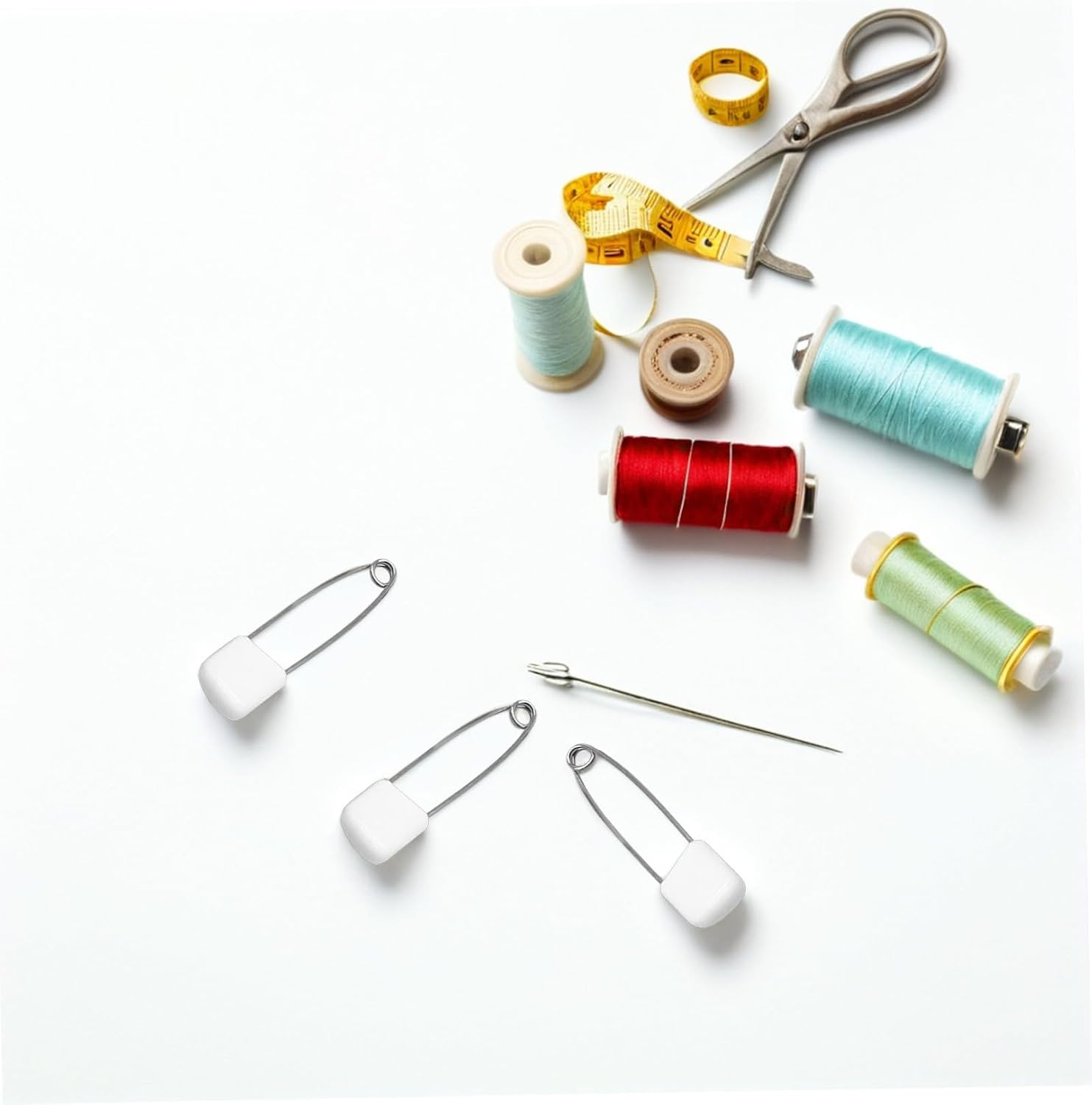 STOBOK 50pcs Plastic Head Safety Pins for Cloth Diapers Stainless Steel Locking Closures for Care Crafts and Laundry