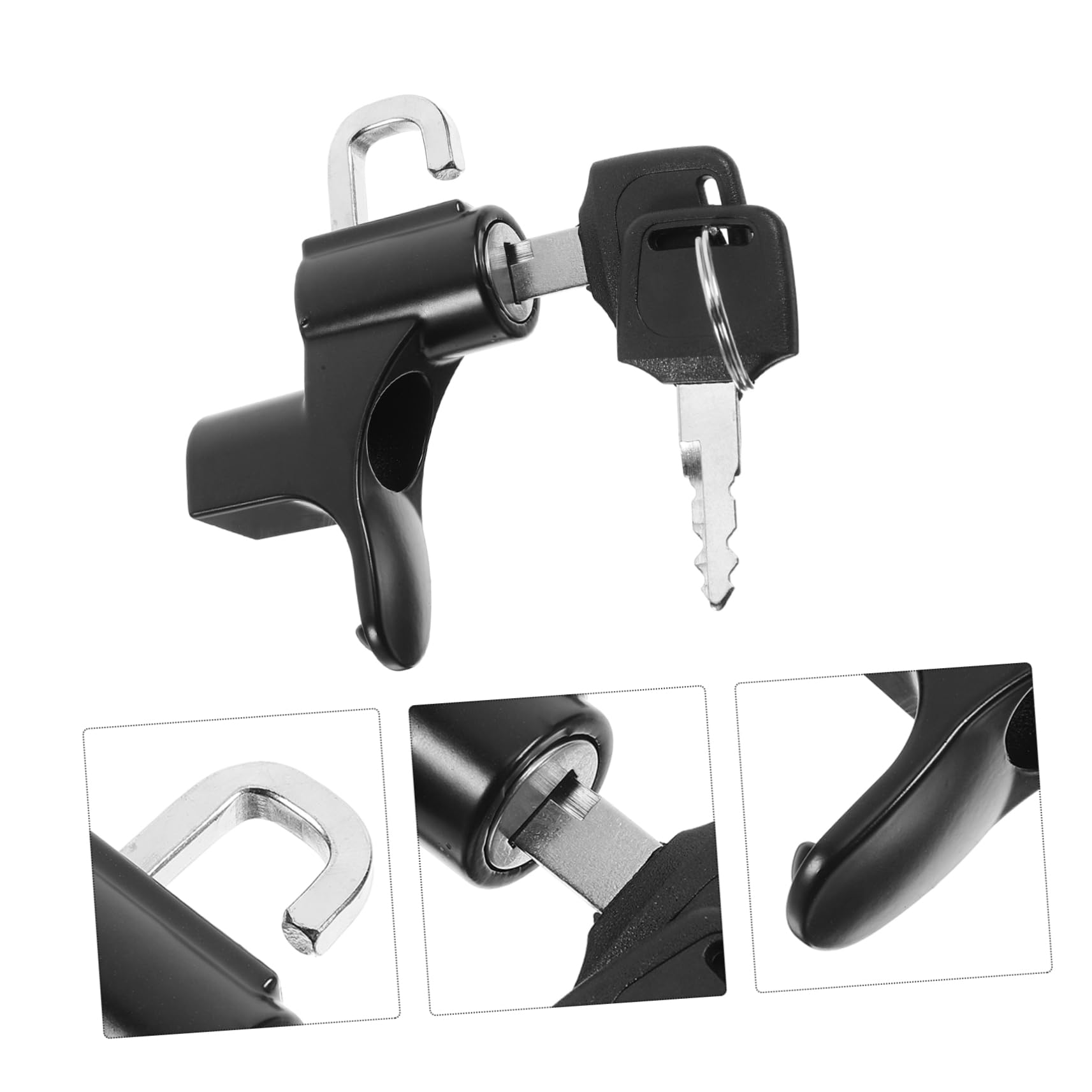 Vaguelly Candado para Casco de Moto Negro de Aleación de Aluminio, Cerradura Antirrobo Fiable Fijación Segura para Scooter y Accesorios de Casco