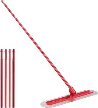 Concrete Bull Float 120x30cm 47x12in Stainless Steel, 4.37m 172in Adjustable Handle with 4-Piece Pole System, Angle Adjustable Bracket Concrete Finishing Tool for Professional Smoothing Levelling