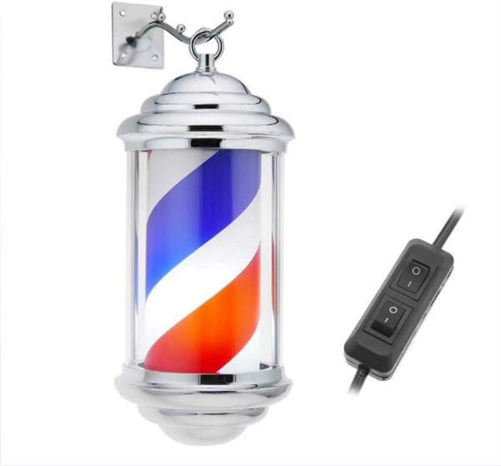 NAKEAH Salón Giratorio, barbería, Cartel Abierto, Poste, Tiras Rojas, Blancas y Azules con luz de Globo Brillante, lámpara montable en Pared (Size : 28cm)