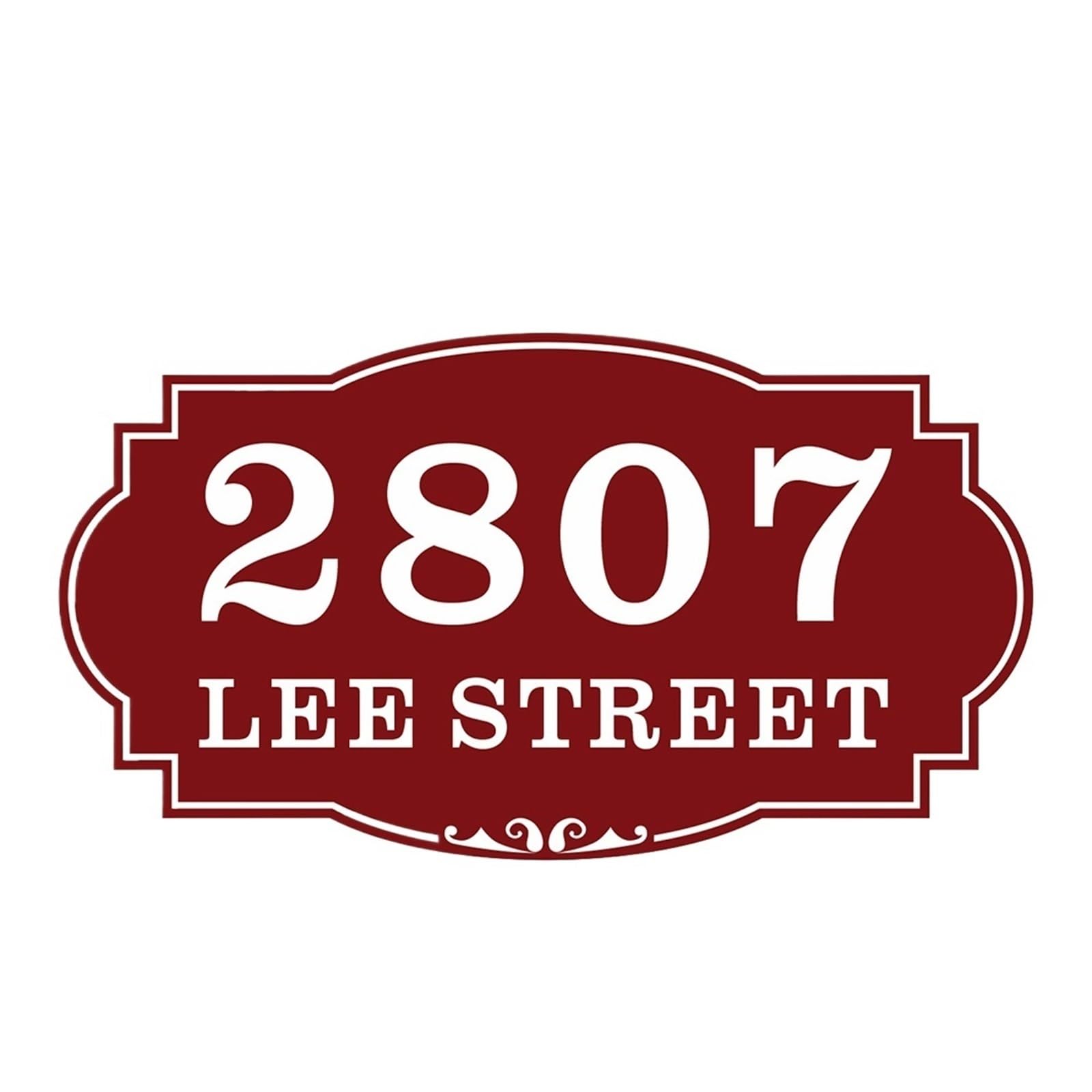 Plaque D'adresse En PVC, 1 Pièce, Signe De Numéro Maison Extérieur for Boîte Aux Lettres, Appartement, Bureau, Hôtel(White on Burgundy)