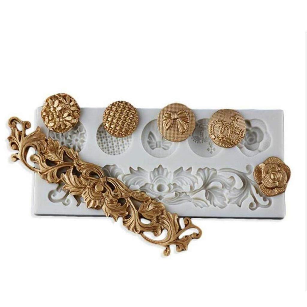 Hredwep Fondant Cake Mold Food-Grade Silicone Christmas Vintage Pattern Environmentally