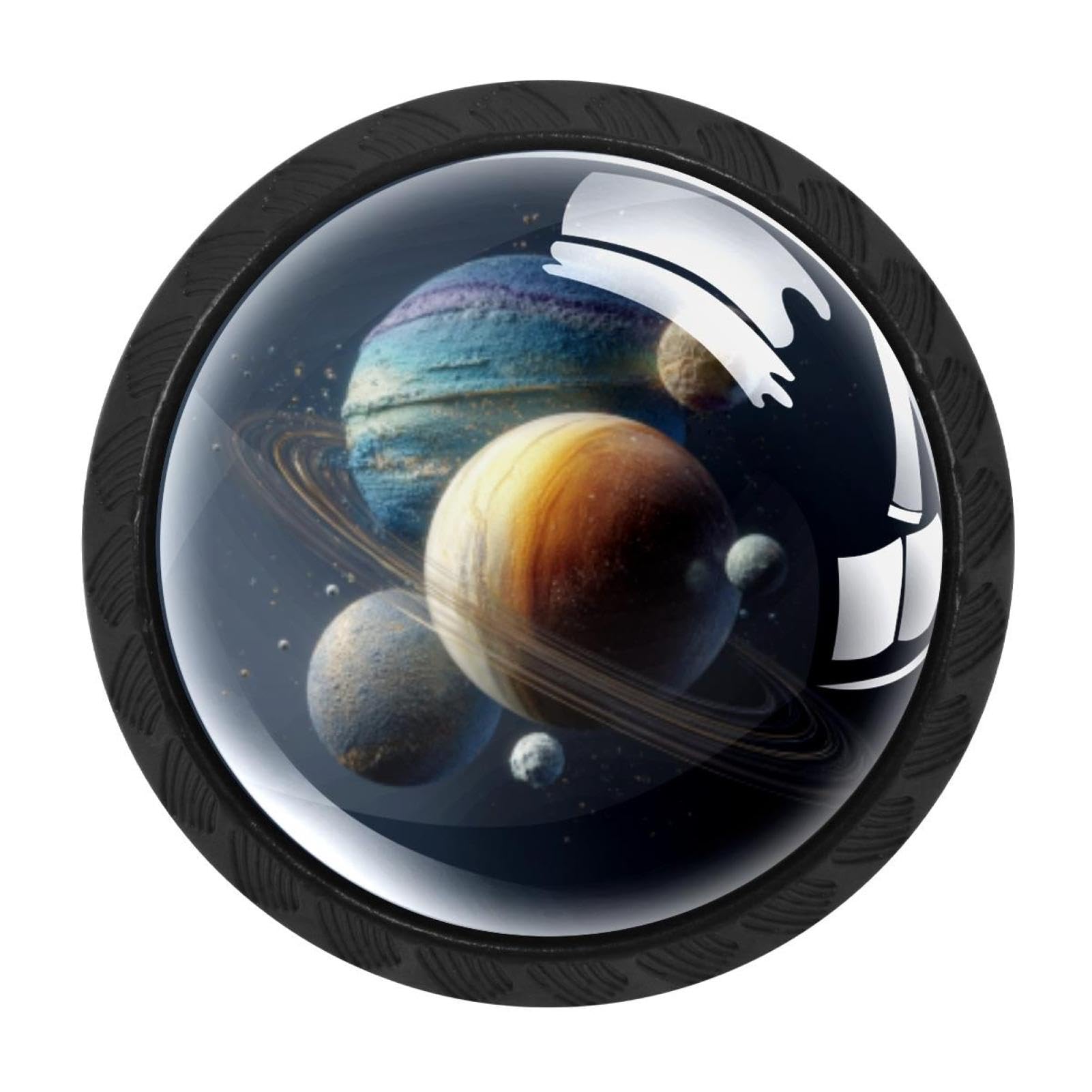 CHENZZZZ 4 Pieces Kitchen Cabinet Drawer Dresser Door Knobs Pulls Handles, Galaxy Planets (1)