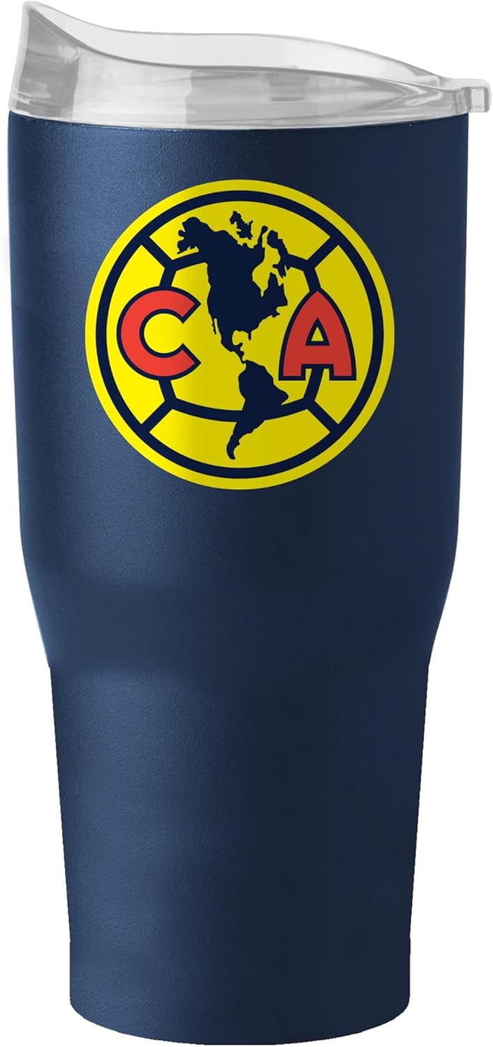 Logo Brands Cruz Azul FC 30oz Flipside Powder Coat Stainless Steel Tumbler - Insulated, Keeps Drinks Hot/Cold for Hours, High Lip Slider Lid