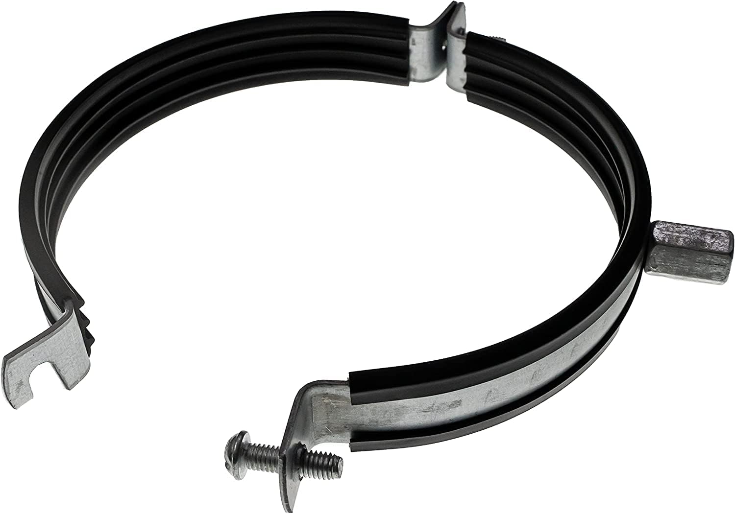 Vent Systems 4" Inch Pack of 10 - Pipe Clamp with Rubber Gasket - Galvanized Steel Clamp - Pipe Hanger for ventilation Duct Connection to the Wall or Ceiling - Mounting Bracket Clamp for 4" Ducting