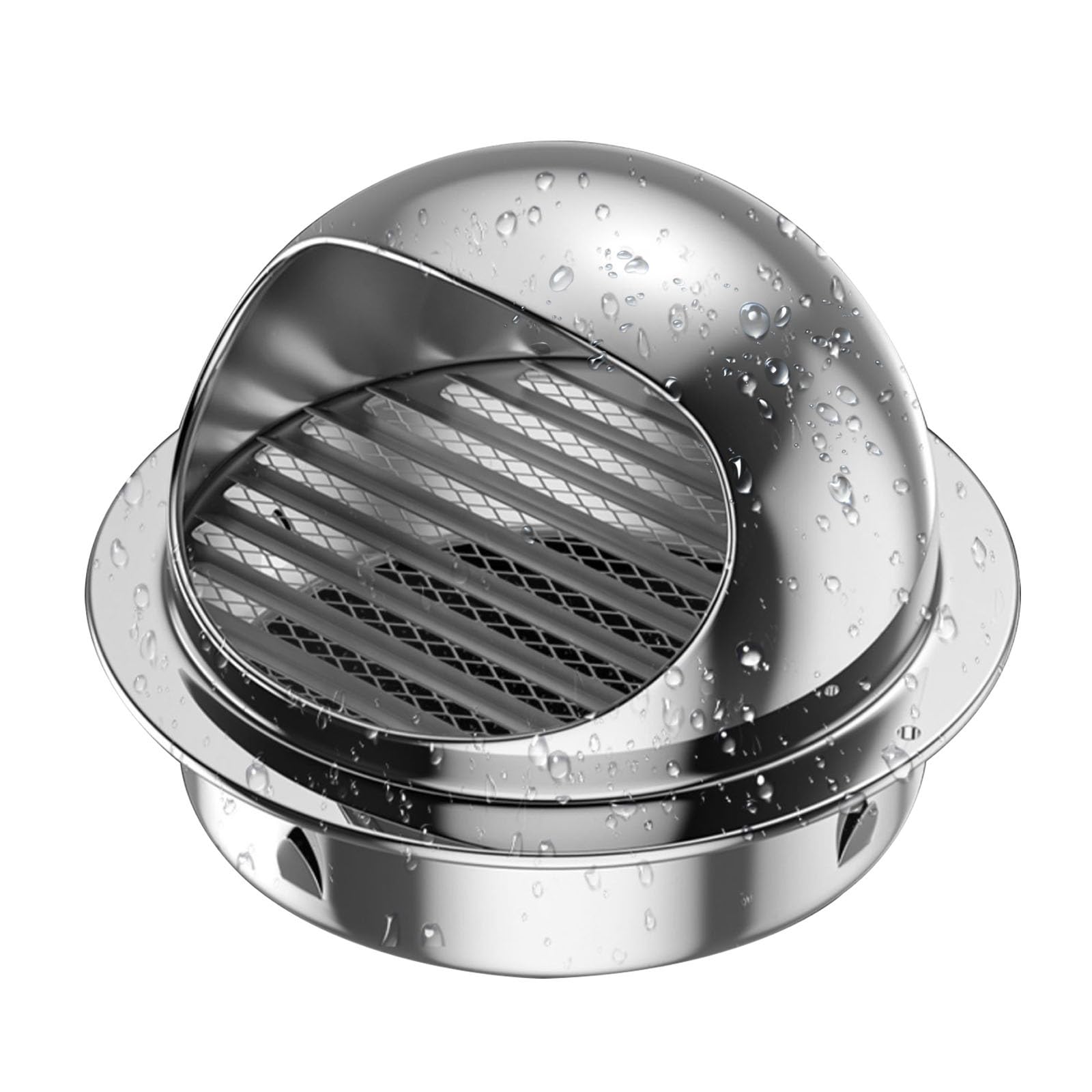 Generisch Lüftungsgitter Rund 70 80 90mm Belüftungsgitter Edelstahl Rund Abluftgitter mit Siebgitter Zuluft Abluft Lüftungsrohr Abdeckung Dunstabzug Außen für Küchen und Bäder(300mm)