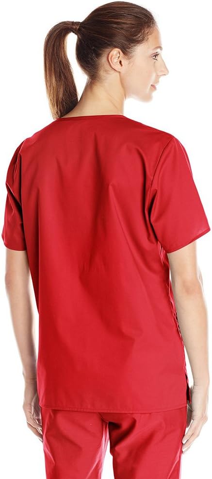 WonderWink WonderWORK Women’s V-Neck Scrub Top — Red, X Large