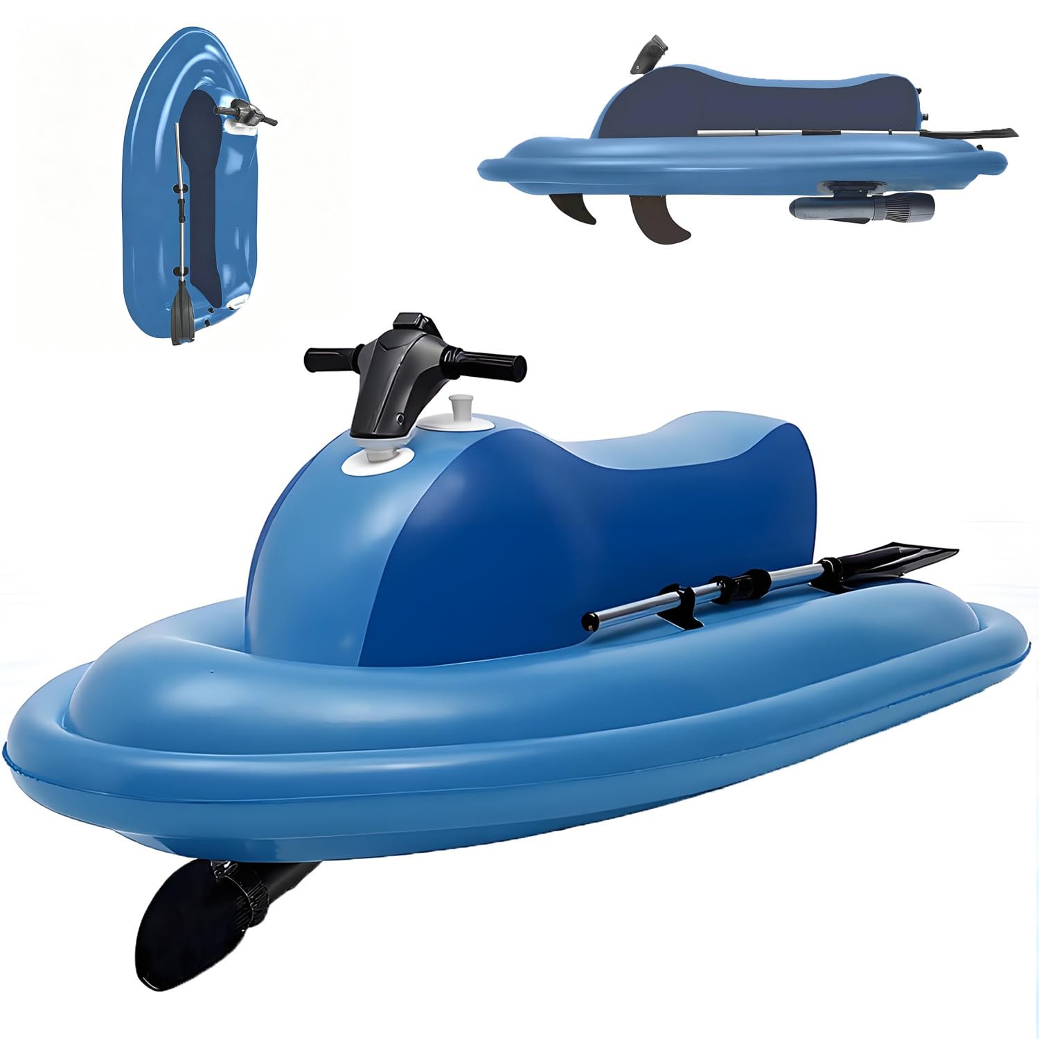 QuinteZhenTially Inflatable Electric Motor Boat & Jet Ski,Life Inflatable Jet Boat,with 500w Brushless Propeller(Underwater Scooter),for Family Lake & Pool Fun Swimming Sea Diving 16000mAh
