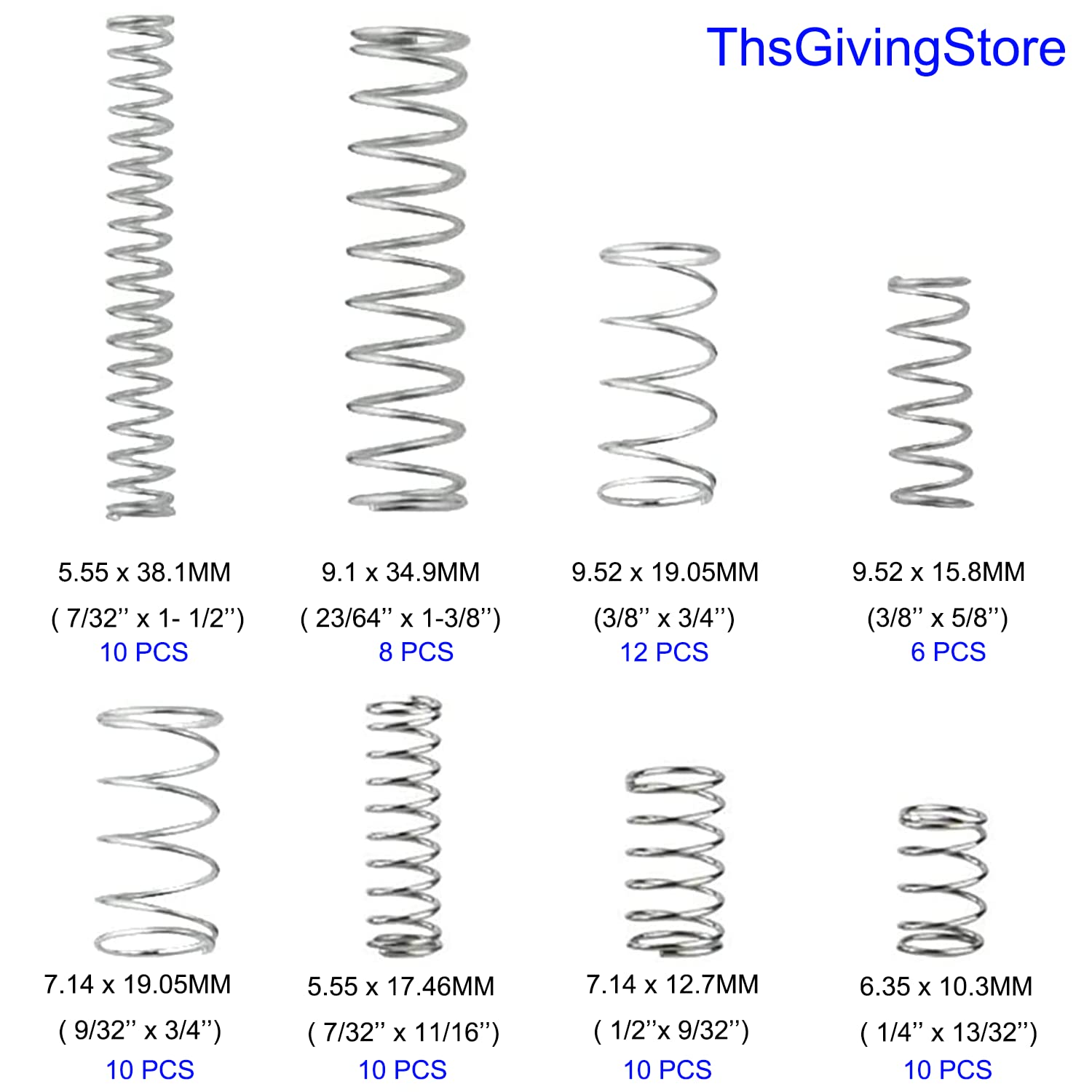 200PCS Compression Spring Extension Spring Assortment Kit, 20 Different Sizes Assorted Little Steel Spring for Shop and Home Repairs