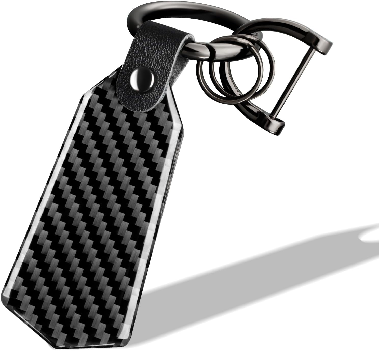T-carbon Carbon Fiber Keychain, Lightweight Compact Car Key Holder with Spring Buckle & D-Ring, Stylish Car Fob Keychain for Men Women, Black