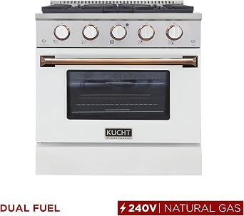 Kucht KDF302-W-GOLD Dual Fuel Range, White & Gold