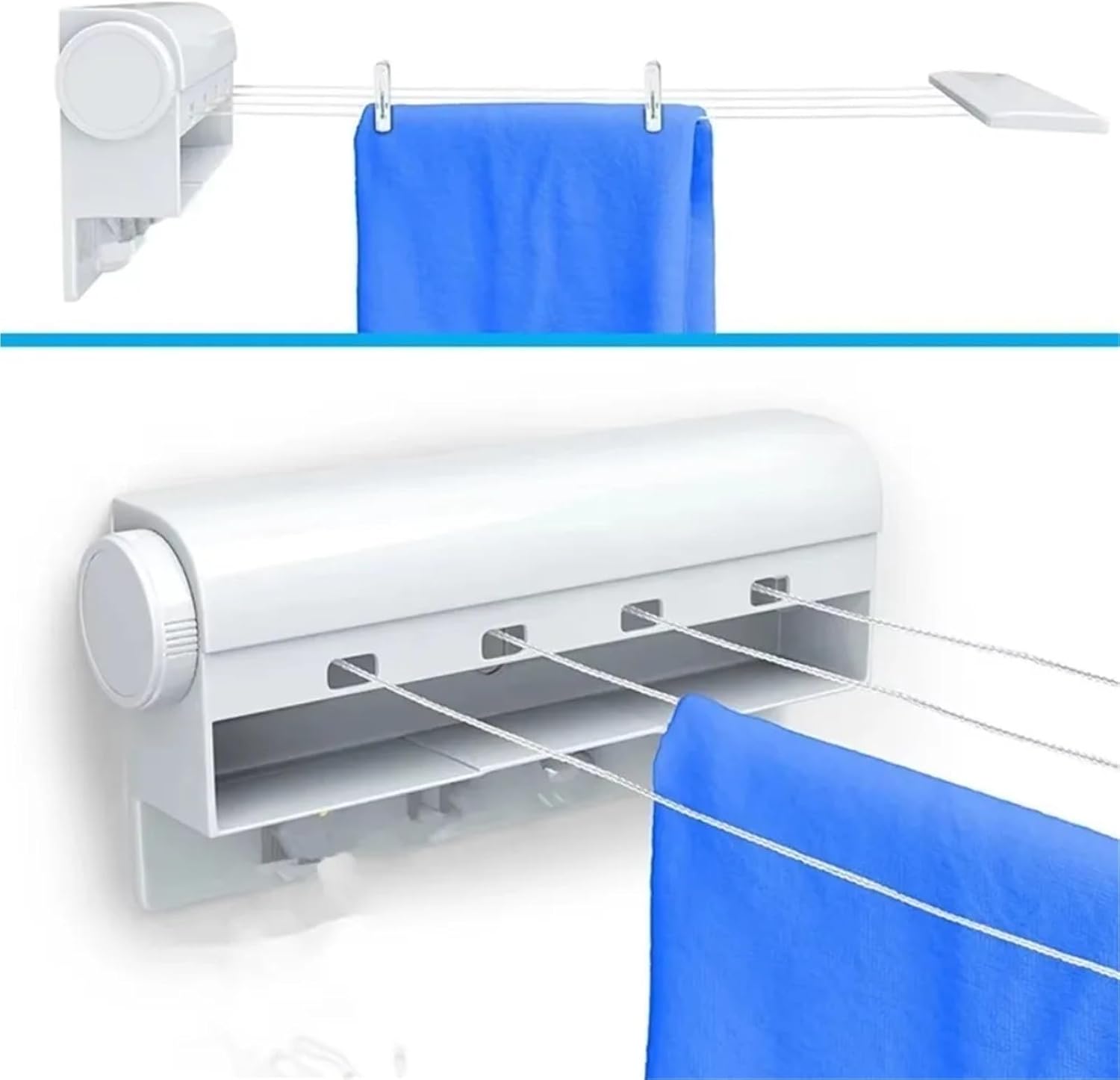 Retractable Indoor Clothesline Wall Mounted Clothes Dryer Line Bathroom Invisible Simplicity Drying Hanger for Bathroom, Balcony(White-4 Lines)