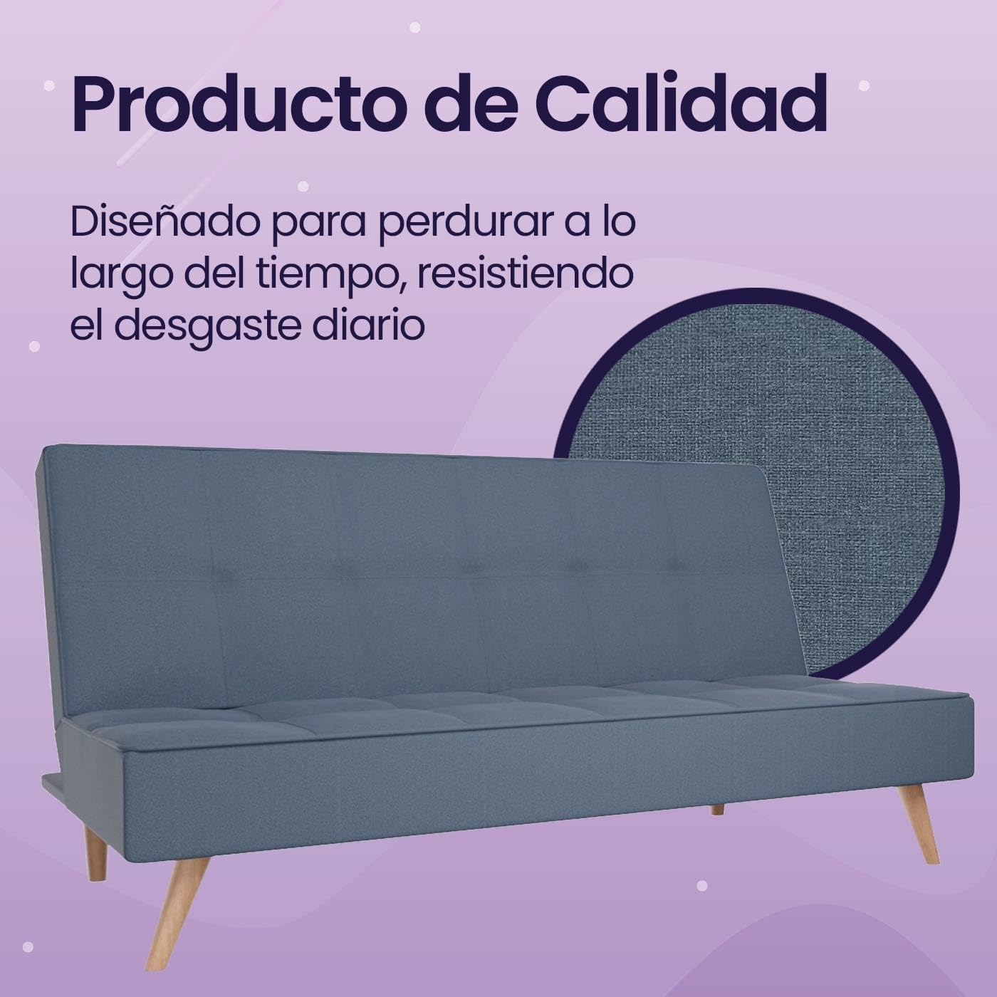 mattfy - Sofá Cama Clic Clac Tipo Libro de 3 Plazas Modelo Tiber, Diseño Moderno, Práctico y Funcional, Gris