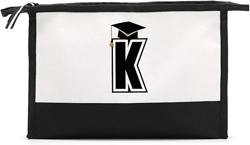 HODREU Letra inicial 2023 Regalos de graduación Bolsa de cosméticos Bolsa de maquillaje de viaje, blanco206