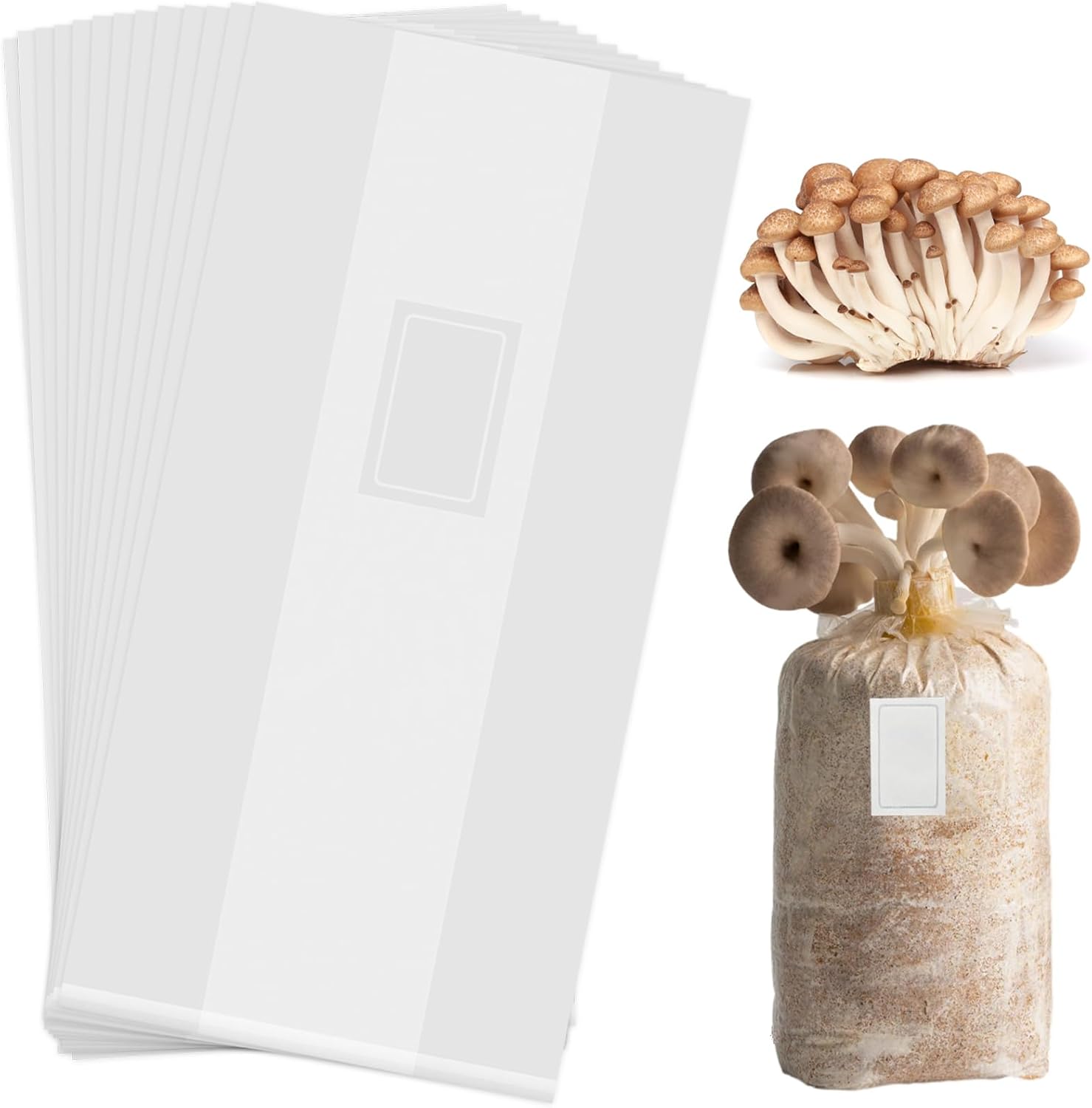 US 50Pcs Mushroom Grows Bag Heat-Resistant Mushroom Spawn Bag 6mm Thick Polypropylene Spawn Bags with 0.2-0.5 Micron Breathable Filter Patch 20×15.4 Inch Grain Spawn Bags for Mushroom Growing