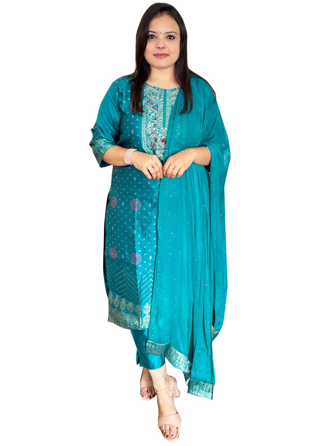 VredeVogel Kurta Set with Dupatta | Cotton Silk Jacquard Woven Kurta Set for Women | Women's Ethnic Casual Kurti Set |Kurta Pant Festive Suit
