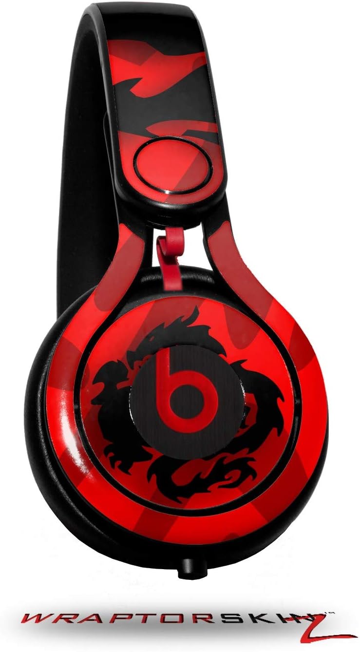 Skin Decal Wrap Compatible with Beats Mixr Headphones Oriental Dragon Black on Red Skin Only (Headphones NOT Included)