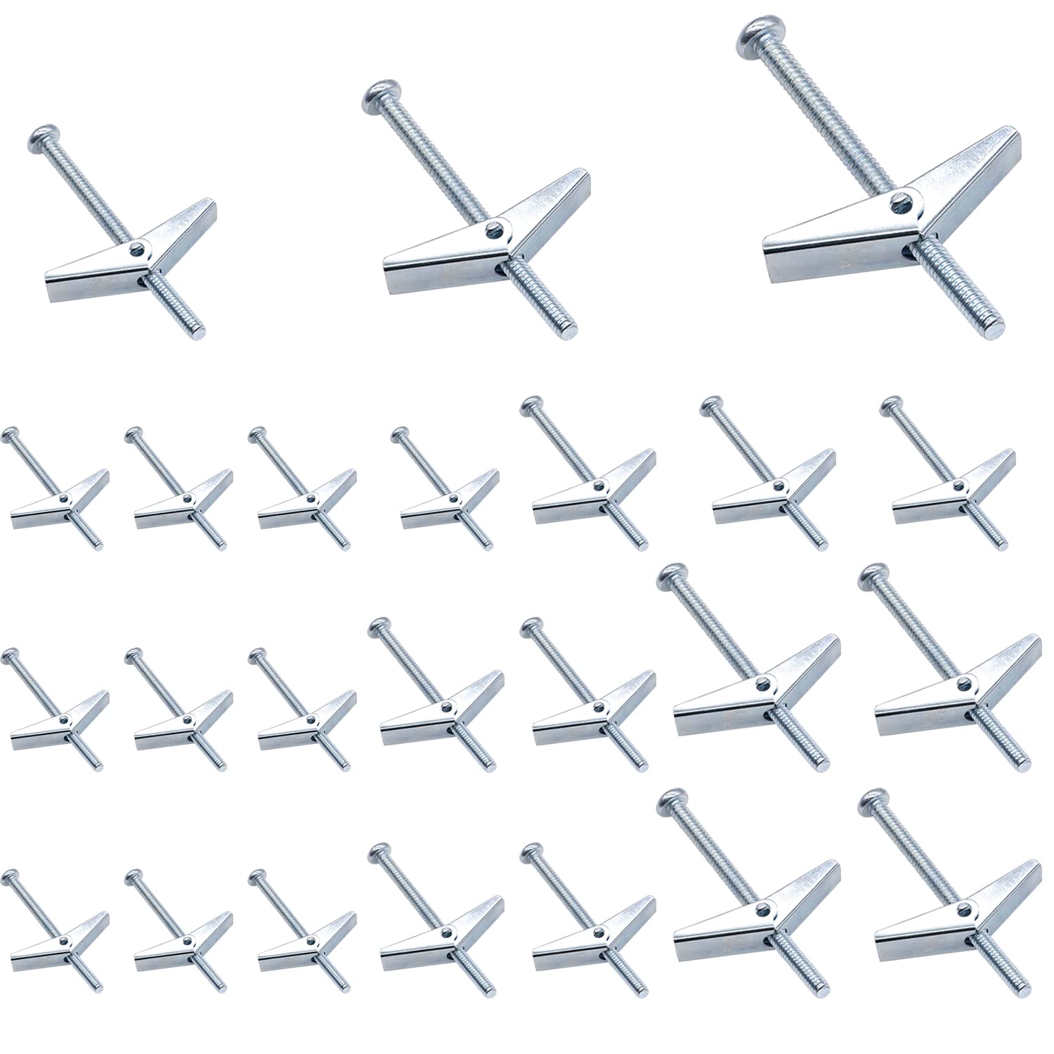 Hmknana 24PCS Toggle Bolt and Wing Nut Kit Round Head Zinc Plated Steel Butterfly Anchors 3