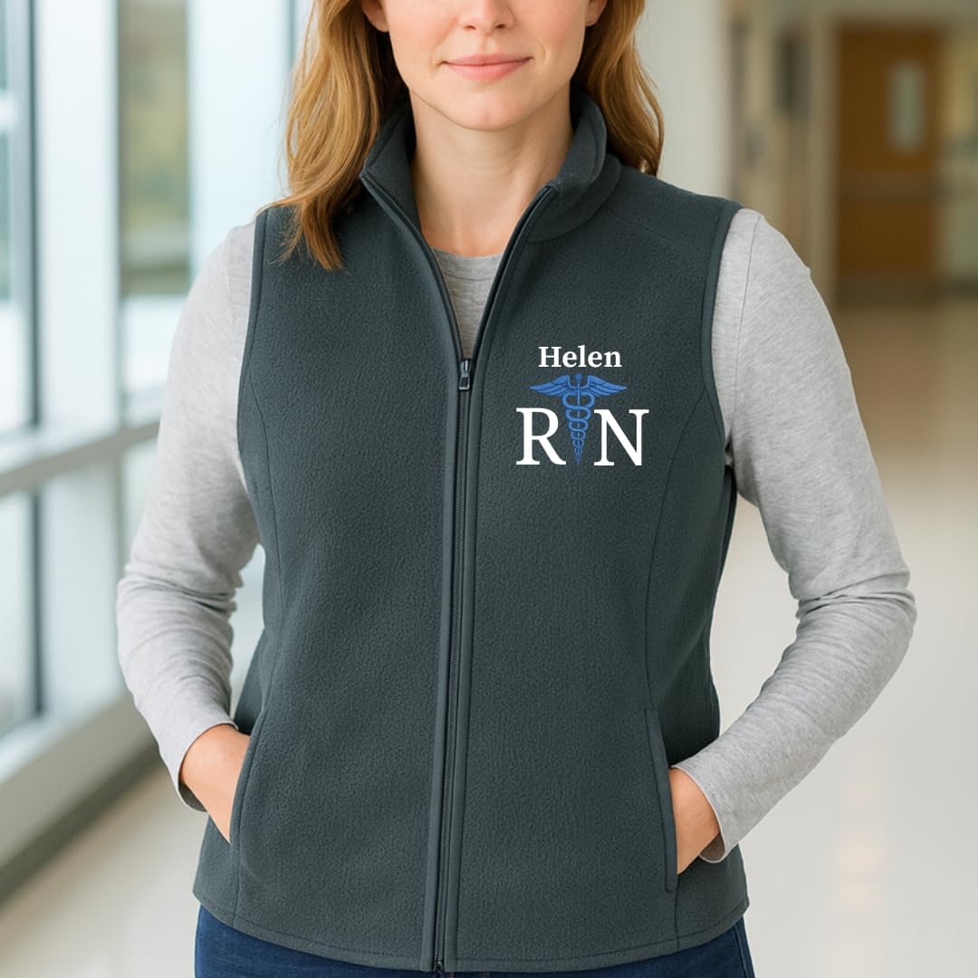 Custom Embroidered Medical Fleece Vest, Nursing Uniform, Medical Scrub Vest, Jacket Gift for Nurse RN BSN 9