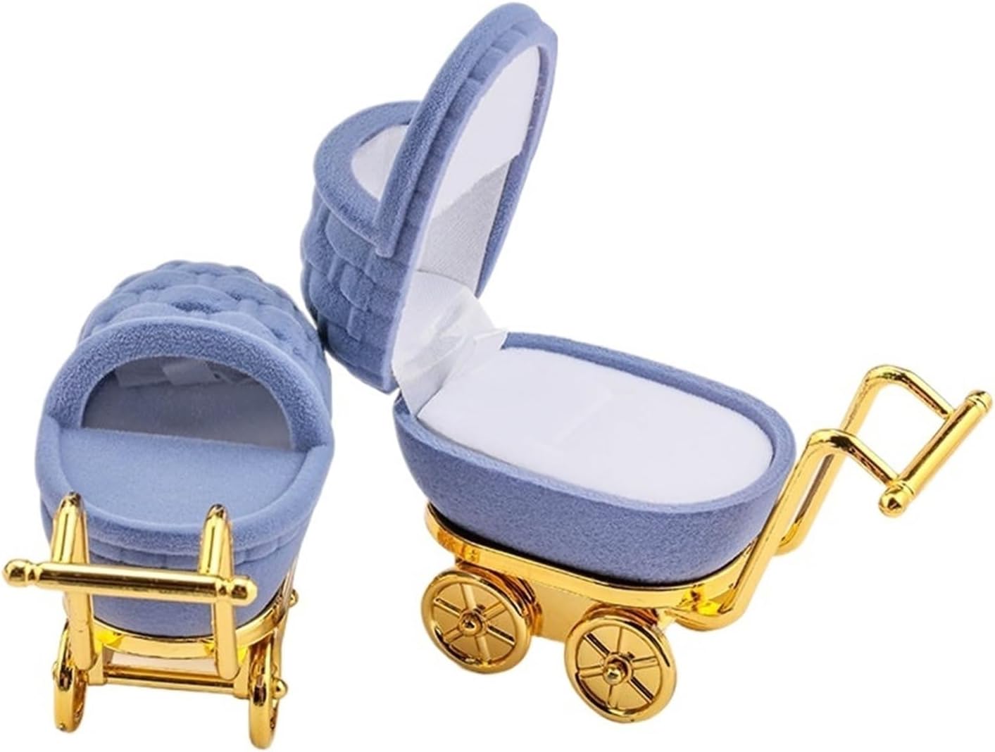 1 Piece Cute Velvet Jewelry Box Baby Carriage Wedding Ring Box Necklace Ring Case Earrings Holder For Jewelry Display image 2