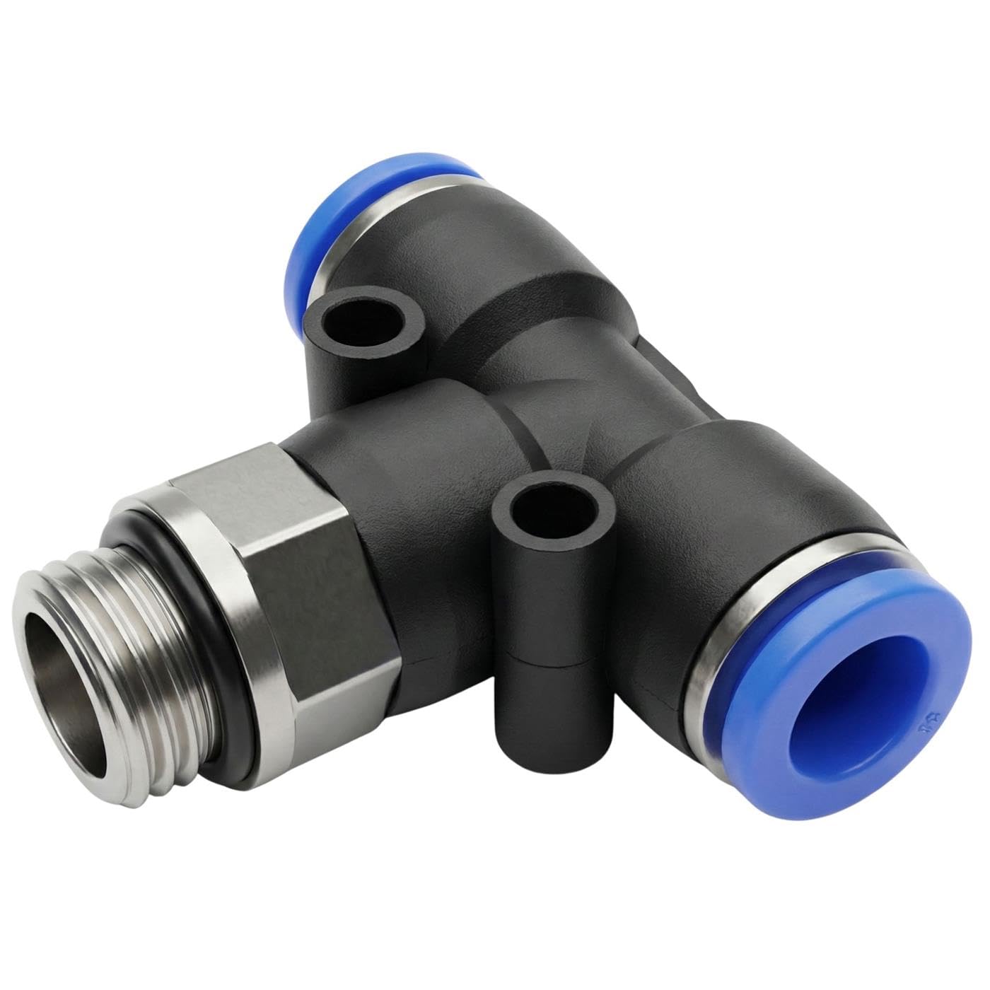 Distribuidor en T Lumonic de 8mm para eliminar fugas de aire comprimido con rosca exterior 1/4