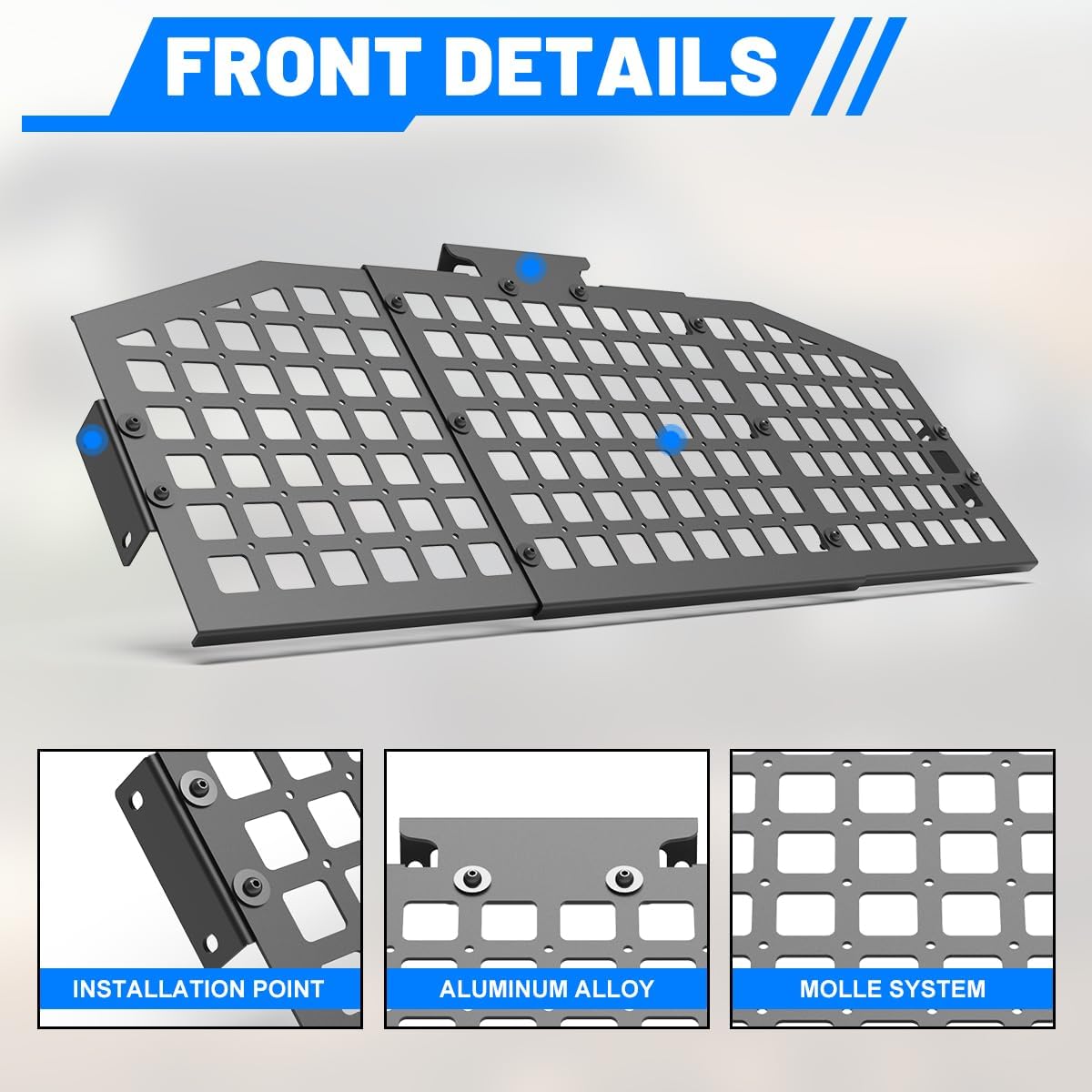 Roll Bar Molle Panel for 2018-2025 Jeep Wrangler JL 4-Door | 2.5mm Q235A Steel with Dual-Layer Black Texture Powder Coat | Heavy-Duty Off-Road Storage System