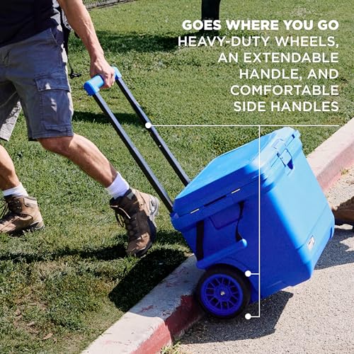 Image of Coleman Pro Heavy-Duty 55qt Wheeled Ultra-Light Premium Hard Cooler, Extra-Thick Insulation Keeps Ice up to 5 Days, 92-Can Capacity, Heavy-Duty Wheels