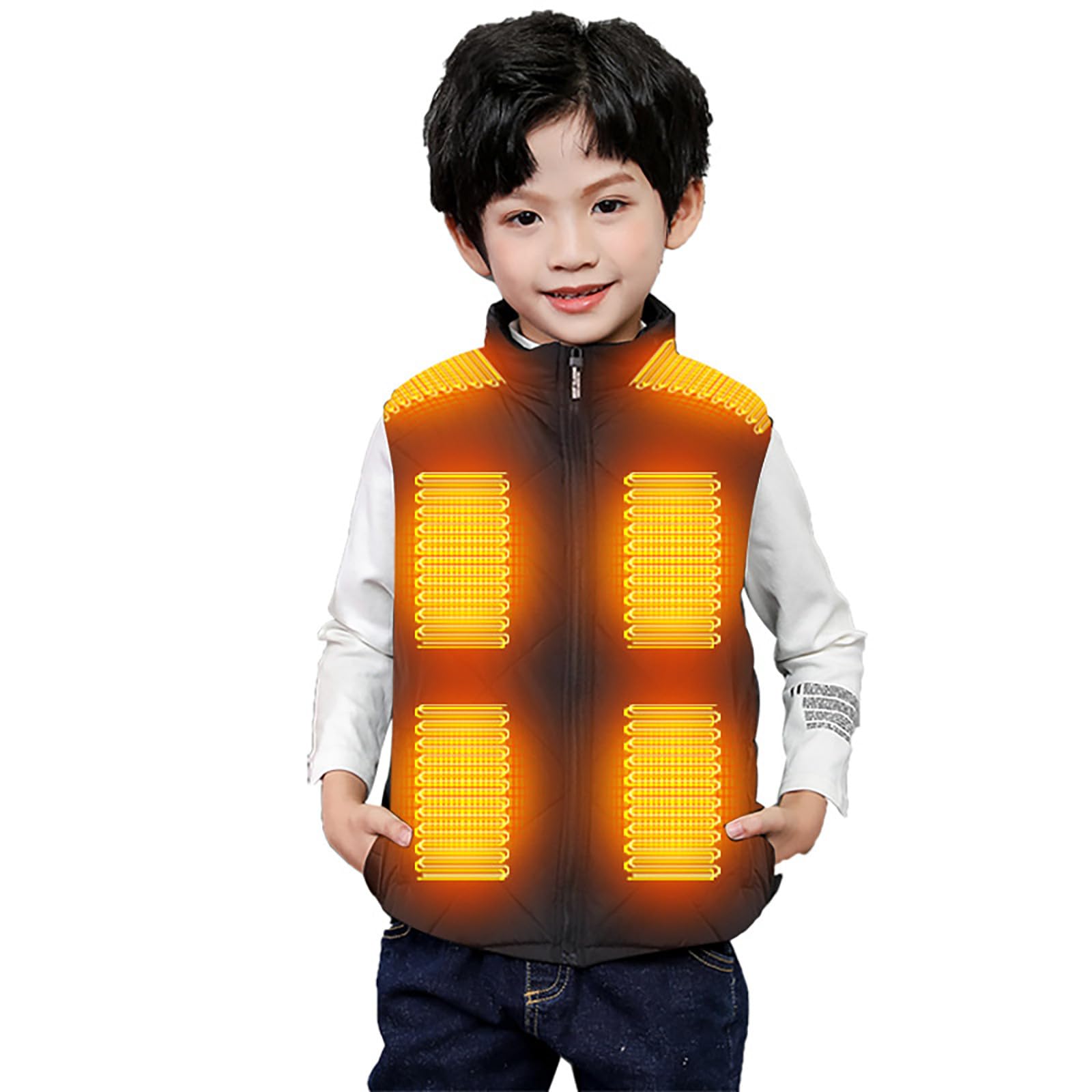 Gilet chauffant pour enfants 2025, garçons et filles en 2025, chauffe-USB avec 13 zones de chauffage, coupe-vent, pour l'extérieur