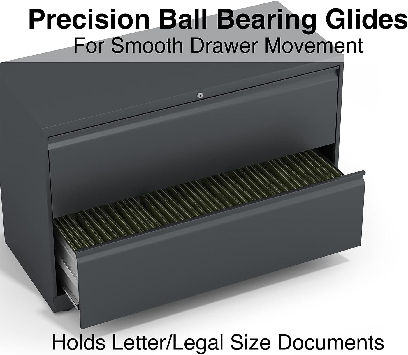 Lorell 2-Drawer Lateral File, 42 by 18-5/8 by 28-1/8-Inch, Charcoal