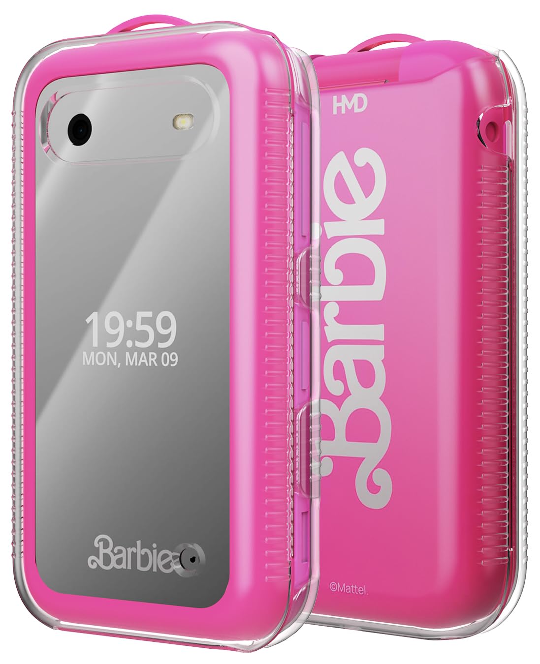 Nakedcellphone Clear Case for HMD Barbie Phone (USA Version ONLY), Transparent Hard Shell Slim Cover (Screen Protection, Textured Grip)