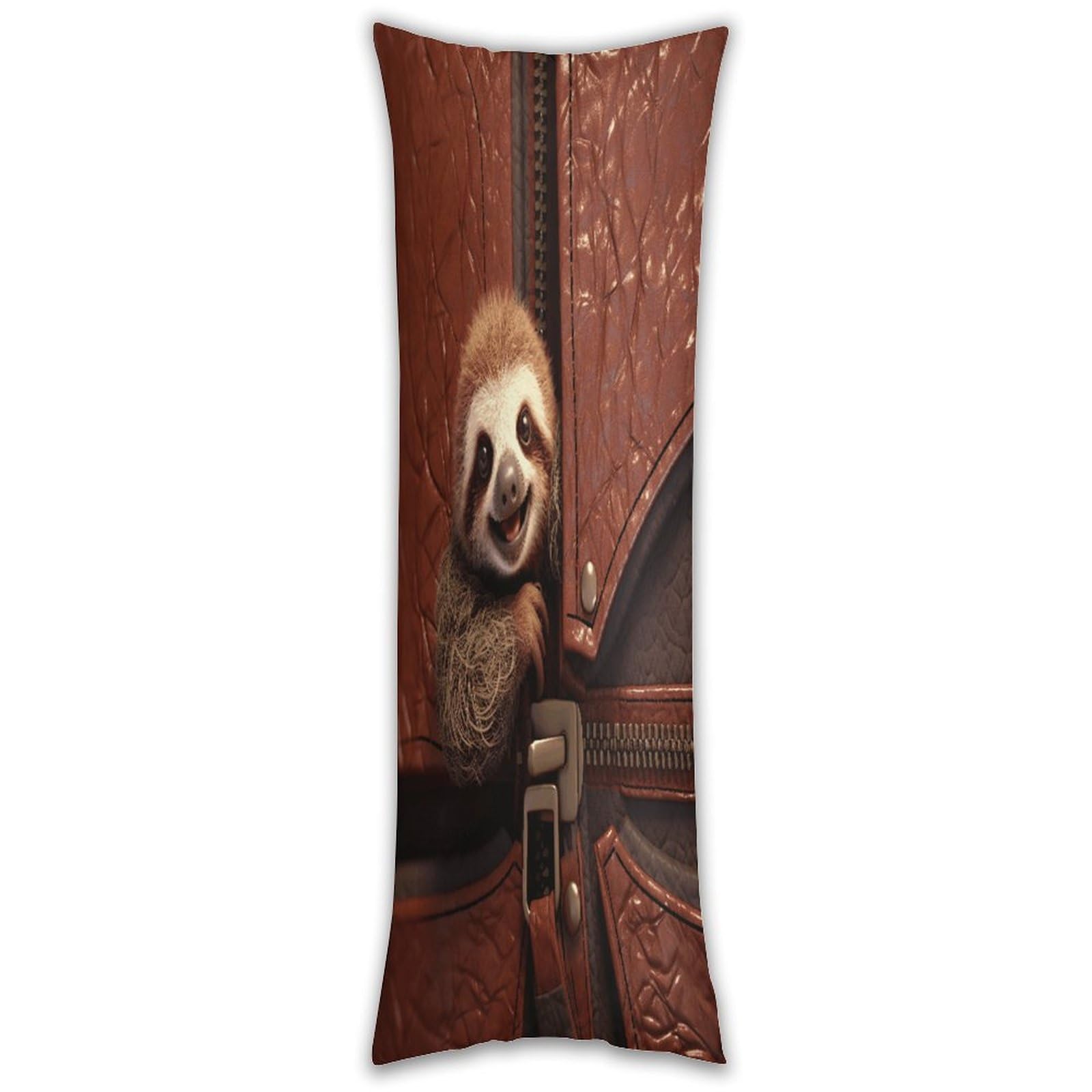 Sloth on Zipper Body Pillow Cover with Hidden Zipper Breathable Polyester Long Pillow Case Cozy Fuzzy Body Pillowcase Ultra Soft Long Pillow Cover for Bedroom 18.9 X 53 in
