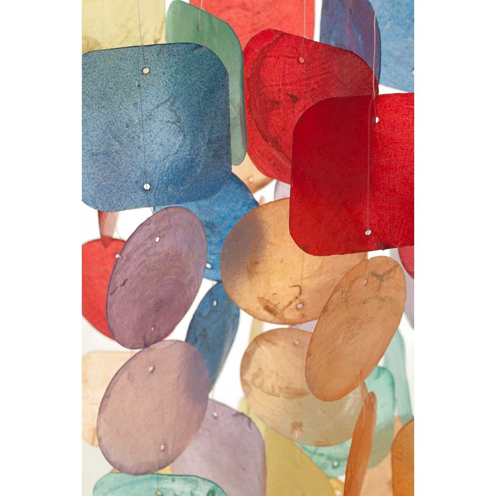 HAB & GUT -HA0P2- Carrillón de Viento Multicolor, nácar, 63 cm, atrapasueños, Adorno, mòvil Artesanal para Ventana, terraza, balcón o jardín