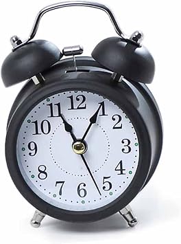 Loud Alarm 3 Inch Small Clock Silent Twin Bell Alarm Clock Battery Operated Table Clock with Backlight for Bedrooms Bedside Office Dorm Decor