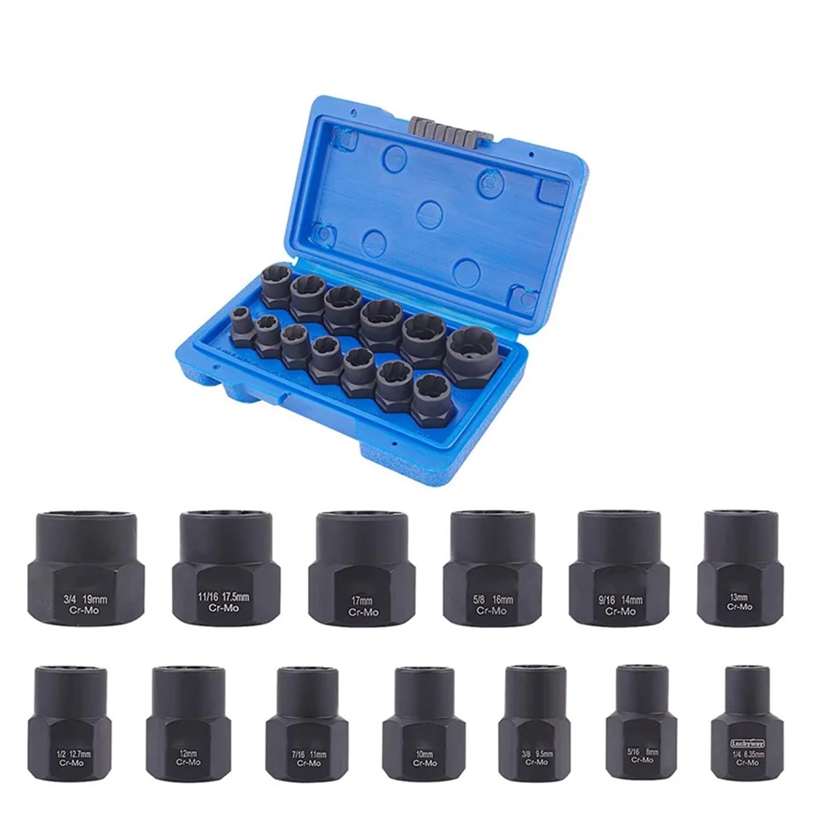 Set di 10 estrattori per viti danneggiate per dadi arrotondati, kit di strumenti per la rimozione dei bulloni arrugginiti per una facile rimozione delle viti spogliate