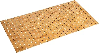 Bamboo Bath Mat Bathroom Runner Long Large Rugs Floor Wood Shower Bathtub Waterproof Non Slip Accessories 16x34 Inch Easy to Clean, Natural, 1 pc