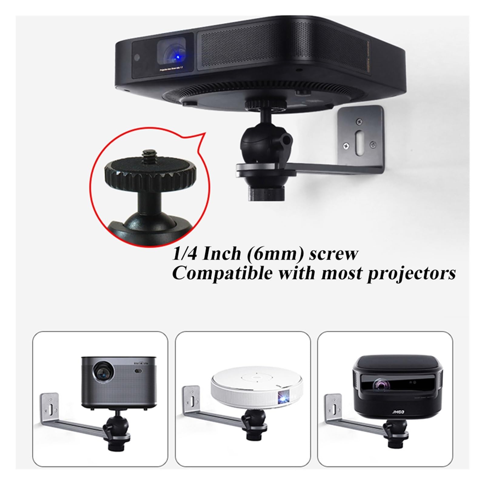 Supporto da parete for proiettore, lega di alluminio, multi-angolo | Installazione a parete, Design multi-angolo, Struttura metallica, Utilizzo universale