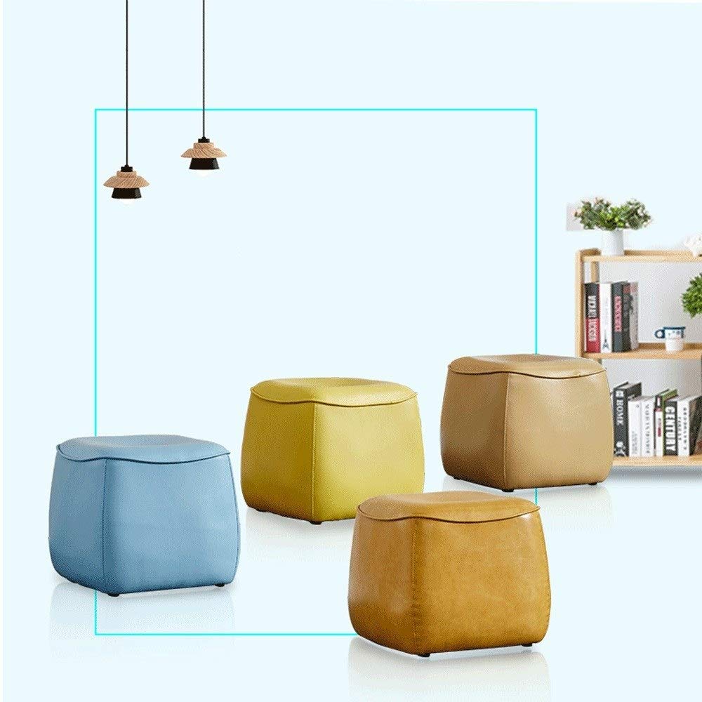 Reposapiés de piel sintética – Otomano de poliuretano suave para sala de estar y dormitorio, asiento versátil y banco de cambiador, elegante taburete de maquillaje